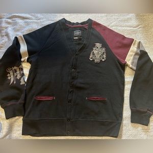 Marc Ecko Cardigan Men Black Button Up with Pockets